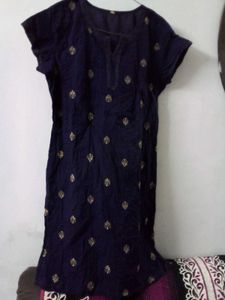 Elegant Dark Purple Kurti with Gold Motifs