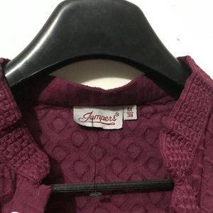 Maroon Textured Kurta