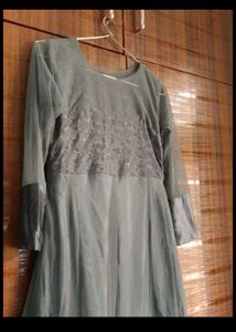 Elegant Long Sleeve Grey Gown