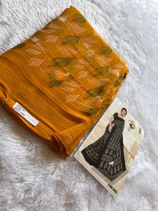 Elegant Mustard Leaf Print Saree❤️