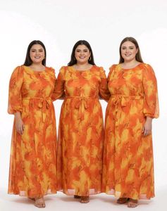 Orange Floral Print Maxi Dress