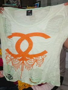 Light Green Distressed Logo T-Shirt