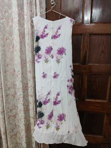 White Floral Sleeveless Dress