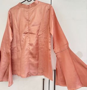 Satin Bell Sleeve Blouse