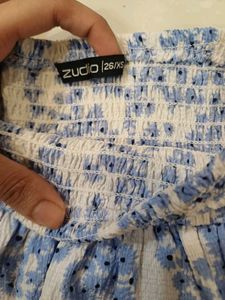 Chic Blue Floral Mini Skirt