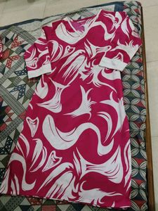 Vibrant Pink &amp; White Printed Kurta with pant
