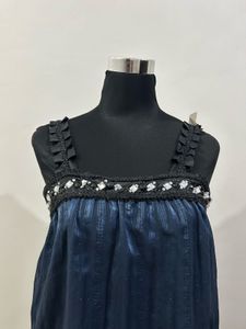 Blue Striped Ruffled Mini Dress