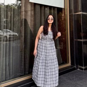 Plaid Dress -Backless