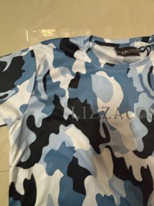 Blue Camouflage Streetwear Crop Tee