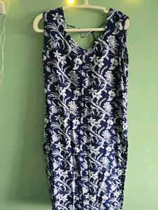 Blue Floral Sleeveless kurta set