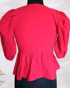 Vibrant red Peplum Top best offer sale