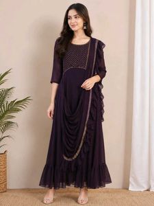 Elegant Purple Georgette dress