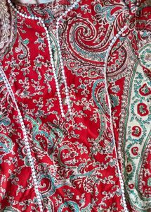 Elegant Red Paisley Print Kurta