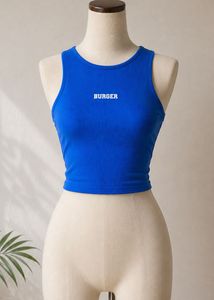 Royal Blue Ribbed "Burger" Crop Top