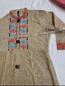🆕Embroidery Pure Cotton Kurta (XXL)