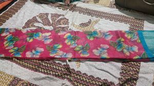 Beautiful Floral Print Tissue Saree