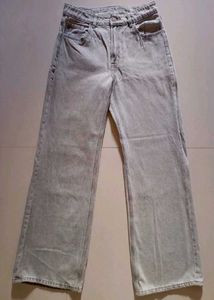 Wide leg grey denim