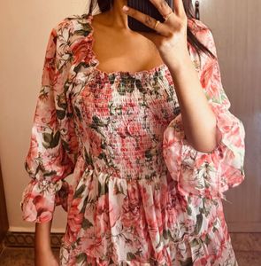 Korean Floral Mini Dress
