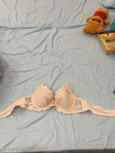 Lace Trimmed Pink Bra