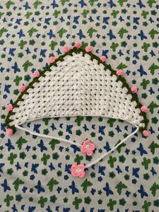 Handmade Crochet scarf with Floral Embellishments