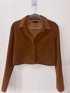 Stylish Brown Suede Cropped Jacket