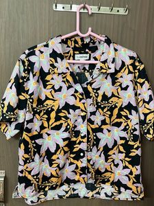 Floral Print Button-Up Shirt best for L &amp; xl