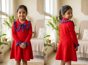Cute Red Dress with Blue Accents