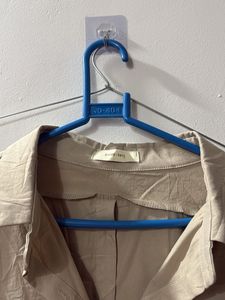 Classic Beige Oversized Button-Up Shirt