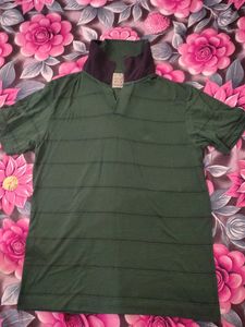 Green Striped Polo T-Shirt