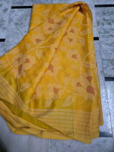 Vibrant Yellow Floral Saree