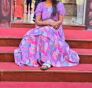 Beautiful Purple Floral Ethnic Gown