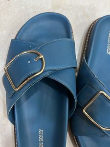 Allen Solly Blue Buckle Slides