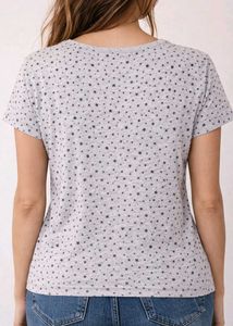 Grey Star Print T-Shirt