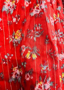 Red Floral Ruffle wrap shrug