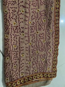 Embroidered Bandhani Saree