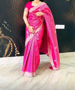 Vibrant Pink Silk Saree