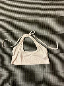 White Halter Neck Crop Top