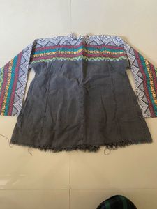 Embroidered Grey Tunic Dress