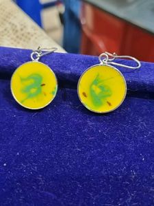 Unique Yellow Abstract Dangle Earrings