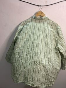 Green Striped Button-Up Shirt