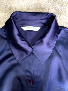 Satin Elegant Navy Blue Shirt
