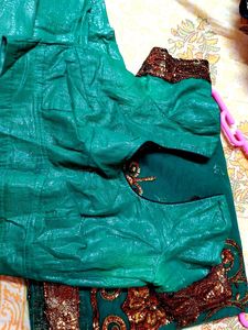Stunning Emerald Green Sequined Saree