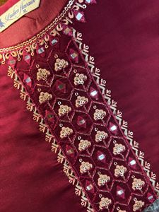 Elegant Embroidered Maroon Kurti Set