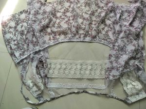 Korean Floral 2-Piece Lace Top | Bell Sleeves - S