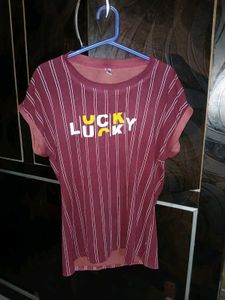 Maroon Striped "Lucky" T-Shirt