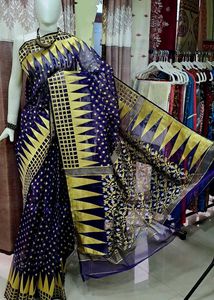 Brand new Elegant Blue & Gold maslin Saree