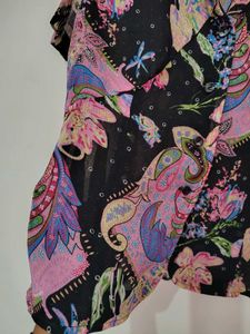 Vibrant Floral Print Ruffle Blouse