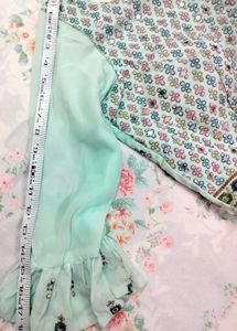 Mint Green mirror work Lehenga Set