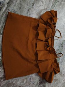 Chic Brown Ruffled Crop Top