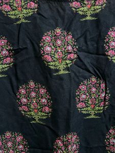 Black Floral Print Kurta